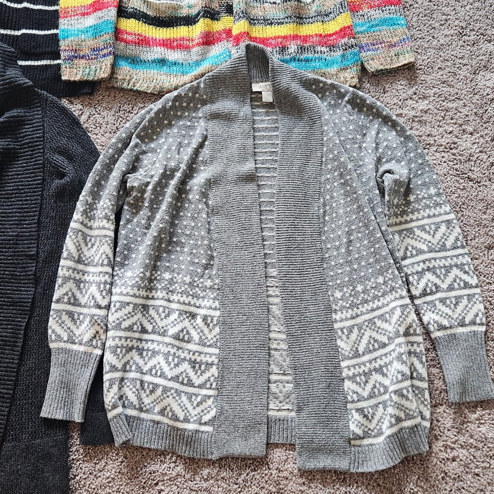 Womens Cardigan Sweater Lot of 6 Women Size M Open Front Chunky Knit Pockets - Picture 4 of 9